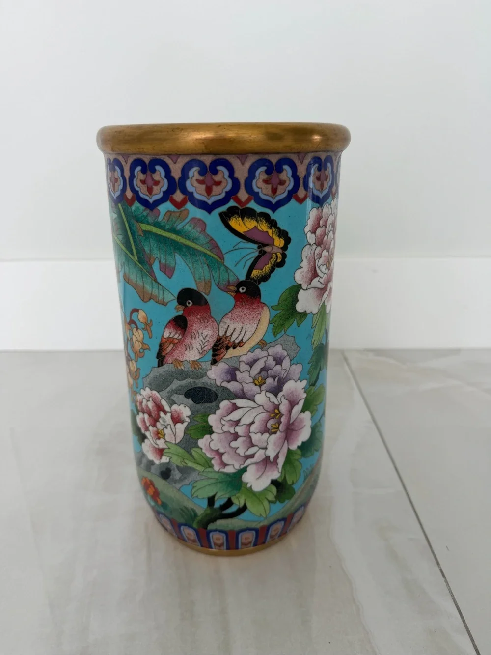 Vintage 1990’s Chinese Cloisonné Vase w/ Base Purchased in China PRICED TO SELL